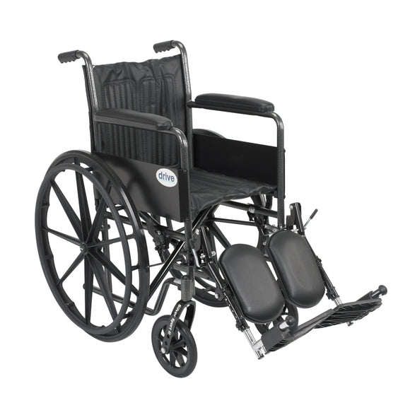 Silver Sport 2 Wheelchair, Non Removable Fixed Arms, Elevating Leg Rests, 18
