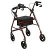 Aluminum Rollator Rolling Walker With Fold Up And Removable Back Support And Padded Seat, Red