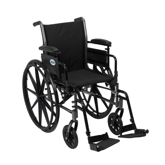 Cruiser III Light Weight Wheelchair with Flip Back Removable Arms, Adjustable Height Desk Arms, Swing away Footrests, 18