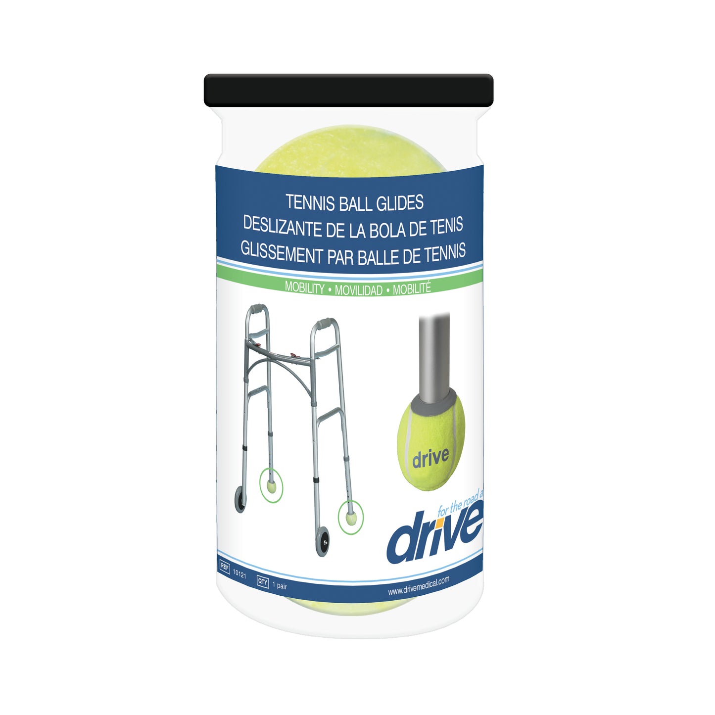 Walker Rear Tennis Ball Glides with Tennis Ball Can, 1 Pair