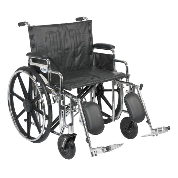 Sentra Extra Heavy Duty Wheelchair, Detachable Desk Arms, Elevating Leg Rests, 24