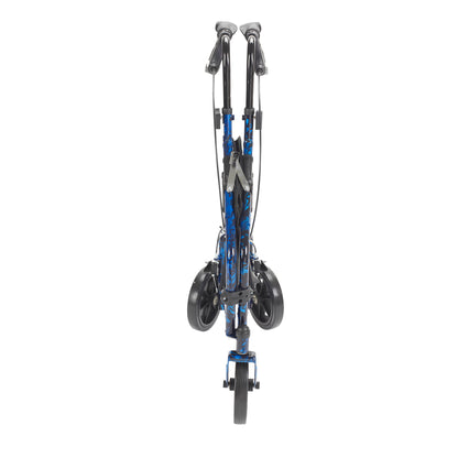 3 Wheel Rollator Rolling Walker with Basket Tray and Pouch, Flame Blue