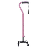Adjustable Quad Cane for Right or Left Hand Use, Small Base, Rose